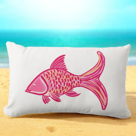 Preppy Pink Orange Fish  Lendenkissen
