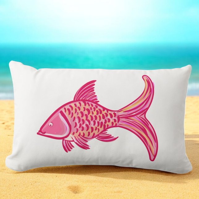 Preppy Pink Orange Fish  Lendenkissen (Von Creator hochgeladen)