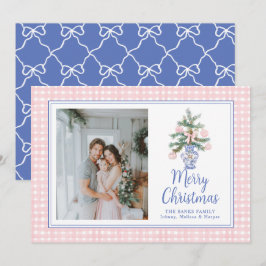 Preppy Pink Ornaments Wasserfarbener Weihnachtsbau Feiertagskarte