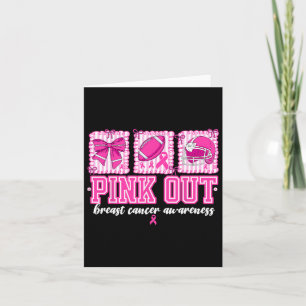 Preppy Pink Out Breast Cancer Footll Coquette Bow Karte
