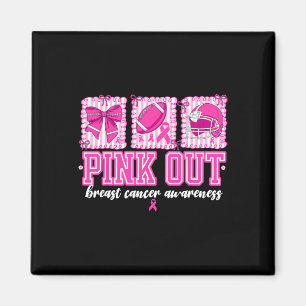 Preppy Pink Out Breast Cancer Footll Coquette Bow Magnet