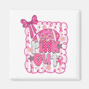 Preppy Pink Out Football Coquette Pink Bow Brust C Magnet