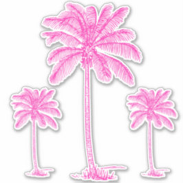 Preppy Pink Palmetto Palm Trees Aufkleber