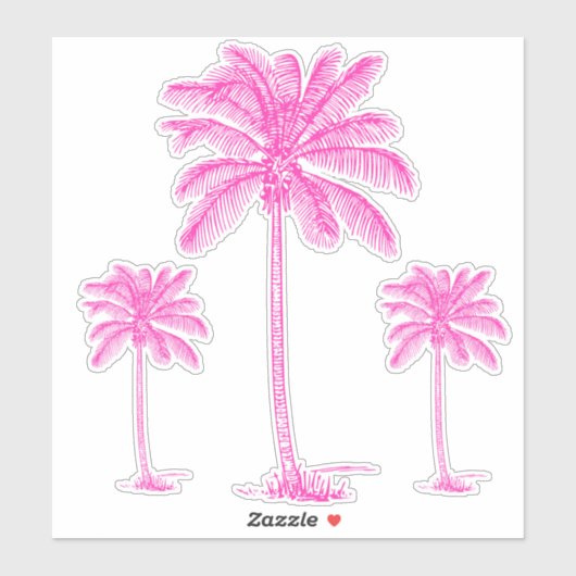 Preppy Pink Palmetto Palm Trees Aufkleber (Blatt)