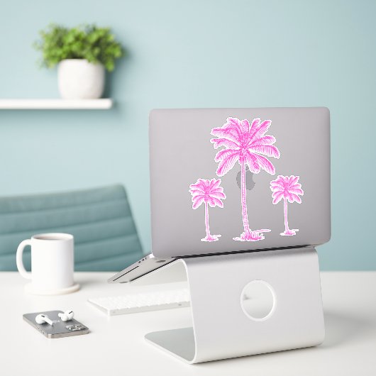 Preppy Pink Palmetto Palm Trees Aufkleber (Laptop auf Schreibtisch)