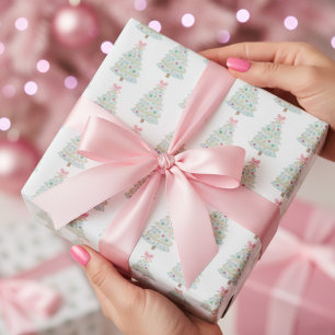 Preppy Pink Pastel Weihnachtsbaum Geschenkpapier