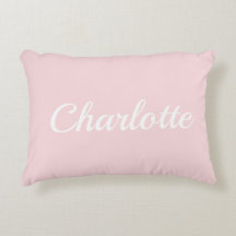Preppy Pink Personalized Name Dorm Room Pillow
