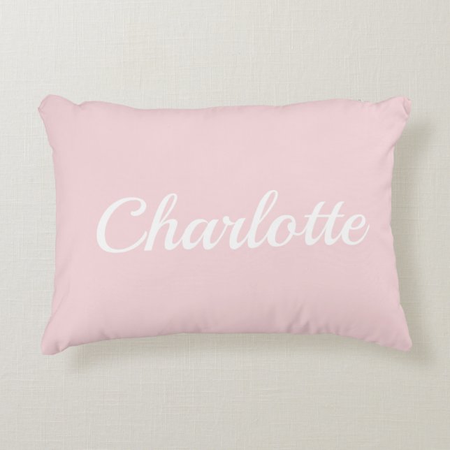 Preppy Pink Personalized Name Dorm Room Pillow Dekokissen (Vorderseite)