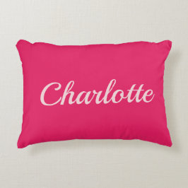 Preppy Pink Personalized Name Dorm Room Pillow Dekokissen