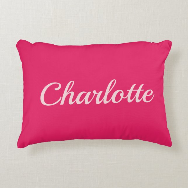 Preppy Pink Personalized Name Dorm Room Pillow Dekokissen (Vorderseite)