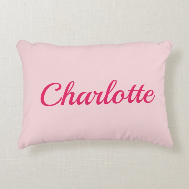 Preppy Pink Personalized Name Dorm Room Pillow Dekokissen (Vorderseite)