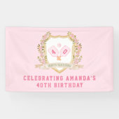 Preppy Pink Pickle Ball Happy Birthday Banner (Horizontal)