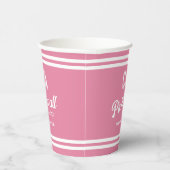 Preppy Pink Pickleball Club Custom Wappen Party Pappbecher (Rechts)