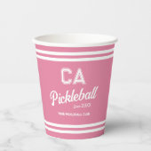 Preppy Pink Pickleball Club Custom Wappen Party Pappbecher (Vorderseite)