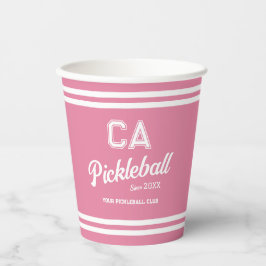 Preppy Pink Pickleball Club Custom Wappen Party Pappbecher