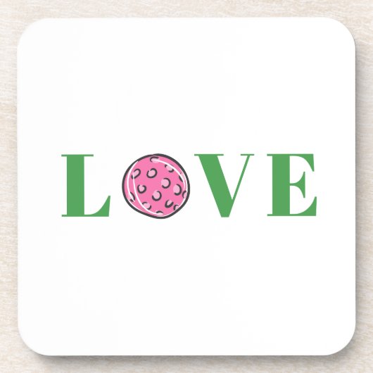 Preppy Pink Pickleball Liebe Beverage Coaster Getränkeuntersetzer (Vorderseite)