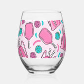 Preppy Pink Pickleball Paddle & Bags Weinglas Ohne Stiel (Vorderseite)