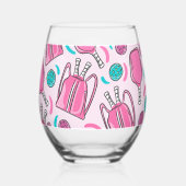 Preppy Pink Pickleball Paddle & Bags Weinglas Ohne Stiel (Links)