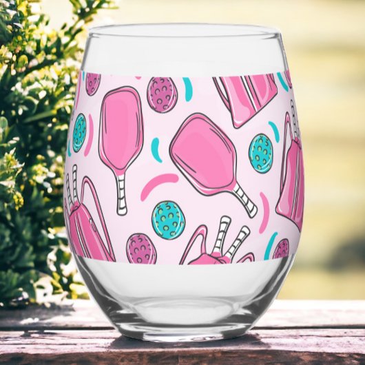 Preppy Pink Pickleball Paddle & Bags Weinglas Ohne Stiel