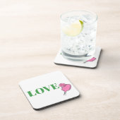 Preppy Pink Pickleball Paddle Ball Liebe Getränkeuntersetzer (Rechte Seite)