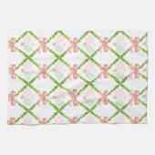 Preppy Pink Pickleball Paddle Geschirrtuch (Horizontal)