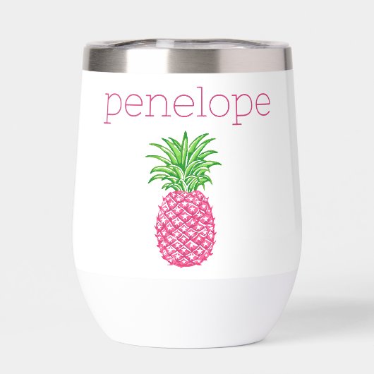 Preppy Pink Pineaapa Personalisiert (Rückseite)
