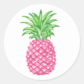 Preppy Pink Pineape Runder Aufkleber (Vorderseite)
