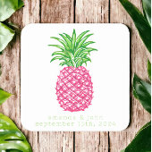 Preppy Pink Pineappstars Personalisierte Hochzeit Rechteckiger Pappuntersetzer