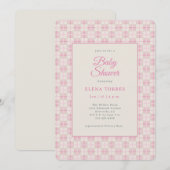 Preppy Pink Plaid Baby Shower Invitation Einladung (Vorne/Hinten)