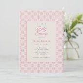 Preppy Pink Plaid Baby Shower Invitation Einladung (Stehend Vorderseite)