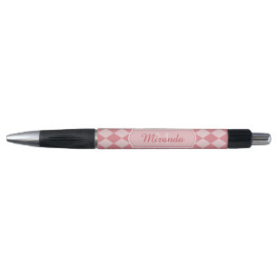 Preppy Pink Raute Girl Monogram Office Name Kugelschreiber