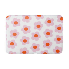 Preppy Pink Red Floral Einfaches Blume Muster Badematte