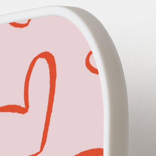 Preppy pink & red herzen Muster Pickleball Schläger (Linke Seite)