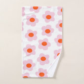 Preppy Pink Red Hippie Blume Pattern Badhandtuch Set (Handtuch)