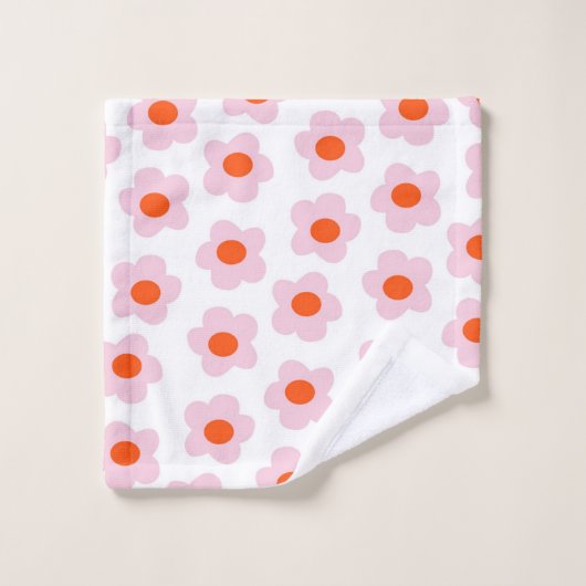 Preppy Pink Red Hippie Blume Pattern Badhandtuch Set (Waschlappen)