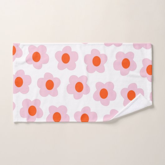 Preppy Pink Red Hippie Blume Pattern Badhandtuch Set (Handtuch)