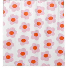 Preppy Pink Red Hippie Blume Pattern Duschvorhang
