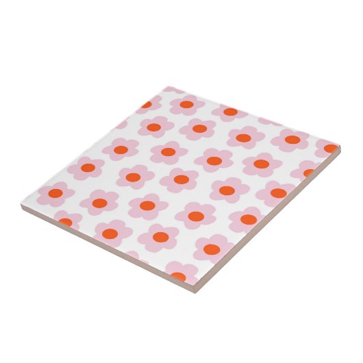 Preppy Pink Red Hippie Blume Pattern Fliese (Seite)