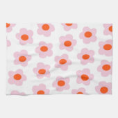 Preppy Pink Red Hippie Blume Pattern Geschirrtuch (Horizontal)