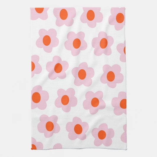 Preppy Pink Red Hippie Blume Pattern Geschirrtuch (Vertikal)