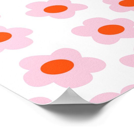 Preppy Pink Red Hippie Blume Pattern Poster (Ecke)