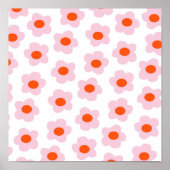 Preppy Pink Red Hippie Blume Pattern Poster (Vorne)