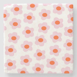 Preppy Pink Red Hippie Blume Pattern Steinuntersetzer