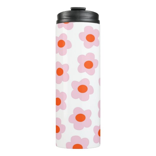 Preppy Pink Red Hippie Blume Pattern Thermosbecher (Vorderseite)
