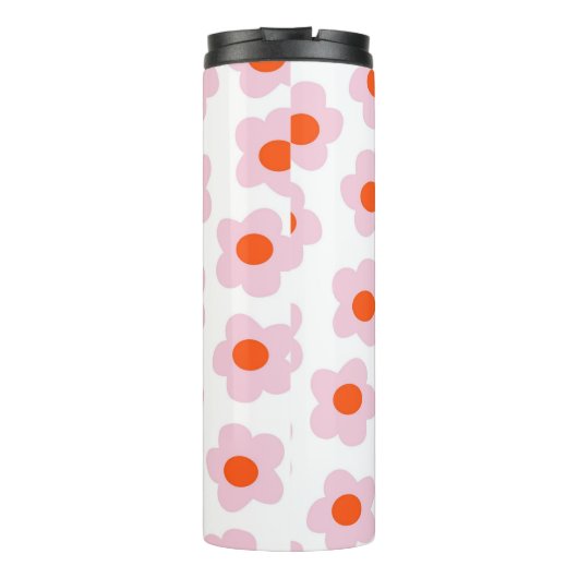 Preppy Pink Red Hippie Blume Pattern Thermosbecher (Rückseite)