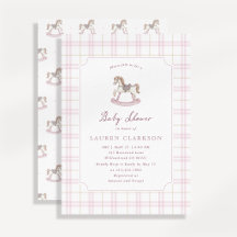 Preppy Pink Rocking Horse Baby Shower 