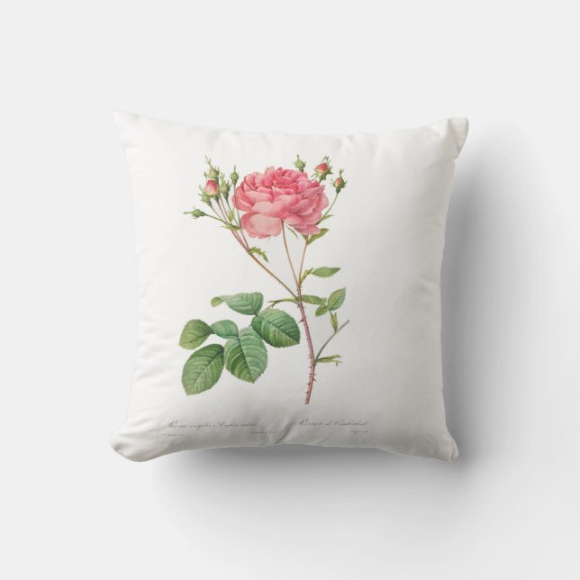 Preppy Pink Rose Blume Kissen (Vorderseite)