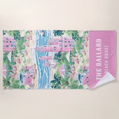 Preppy Pink Sand Castle | Beach House Strandtuch (Vorderseite)