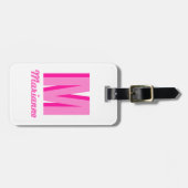 Preppy Pink Schatten Monogramm Personalisierter Na Gepäckanhänger (Vorderseite horizontal)