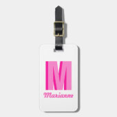 Preppy Pink Schatten Monogramm Personalisierter Na Gepäckanhänger (Vorderseite vertikal)